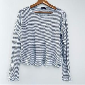 GAP Black White Stripes Striped Stripe 100% Linen Top Large Minimalist